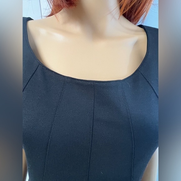 TAHARI ARTHUR S. LEVINE Black slip dress with animal print lining cap sleeve 12 - Picture 14 of 14